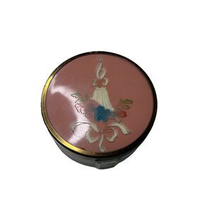 Vintage Antique Art Deco Powder Box Glass w/ metal lid - Made in Canada